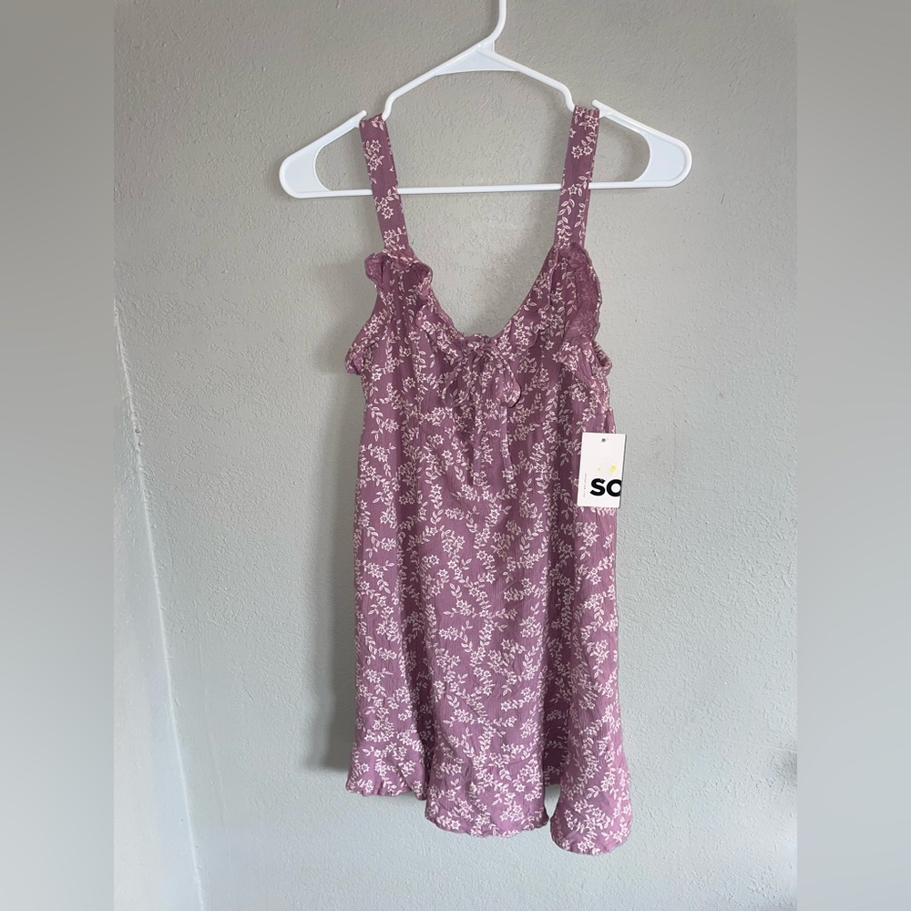 Floral Purple Sleeveless Dress